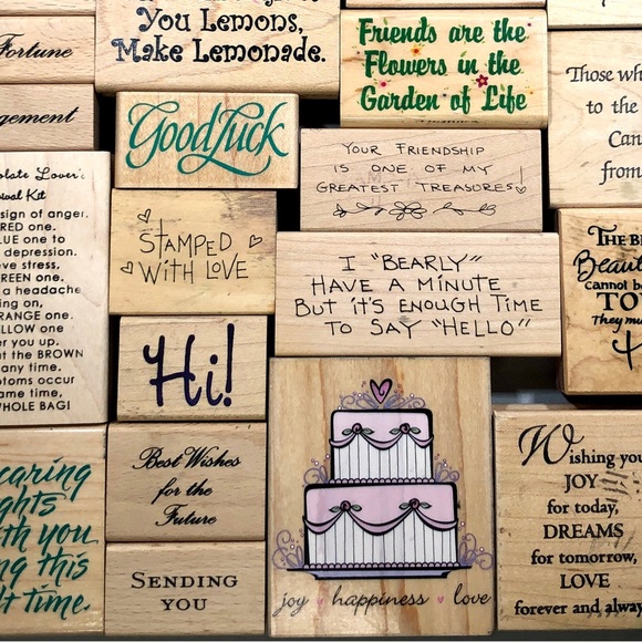 32 SENTIMENT WOODBLOCK RUBBER STAMPS - Picture 5 of 11